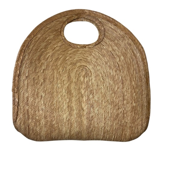 Woven tote handheld minimalist light straw color summer beach carry all - Picture 1 of 7